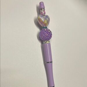 Purple Beaded Pen with Heart Accent